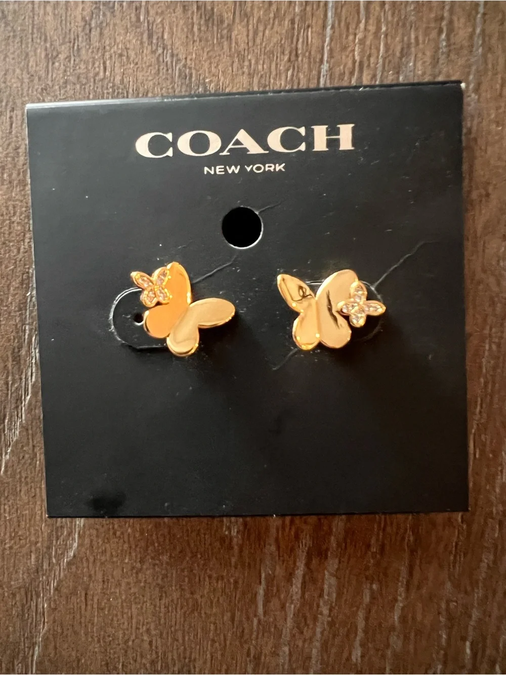 Coach Gold and Yellow Butterfly Earrings - Picture 2 of 3